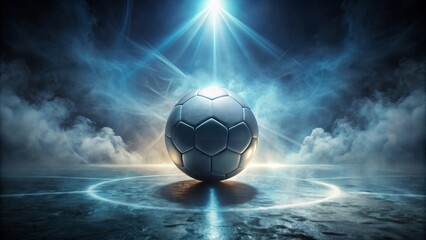 A Lone Ball Under a Dramatic Spotlight in an Enigmatic, Smoky Arena