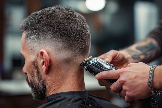 Men's haircut with fade on the side