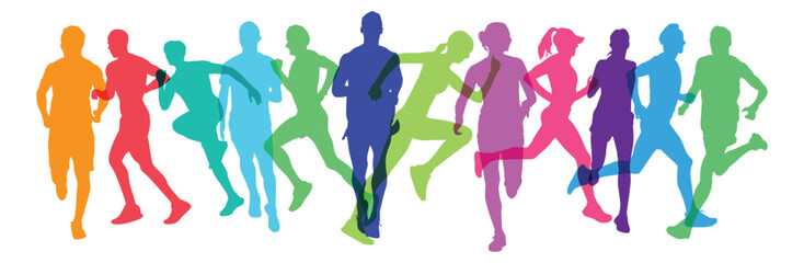 Colorful Jogging Silhouettes of Runners in Motion