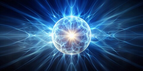 Radiant Energy Orb A Celestial Sphere of Glowing Plasma and Mystical Blue Energy Streams