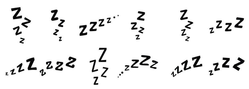 zzz zzzz doodle bed sleep snore icons vector signs nap rest dream relax sound comic book text sound