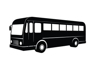 Simple Black Silhouette of a Large Bus