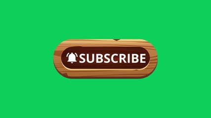 Like comment subscribe in a brown wood box on a green screen for online content engagement. 4K social Media end video template