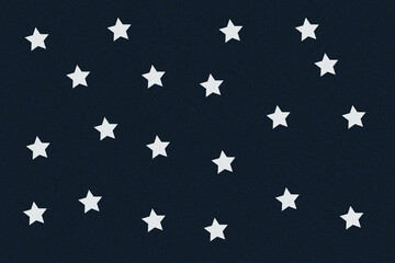 Small white stars scattered on a dark blue background isolated on transparent background