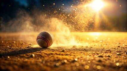 Golden Hour Dust and a Ball's Resting Place on Sandy Field