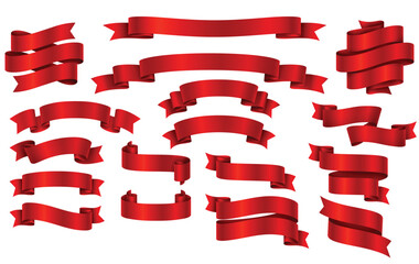 wrapping red ribbon banners price tag badges vector set