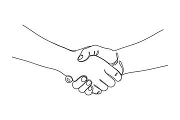 Handshake Continuous Line Drawing, Modern Minimalist Style Illustration, Partnership, Business Deal Vector Illustration