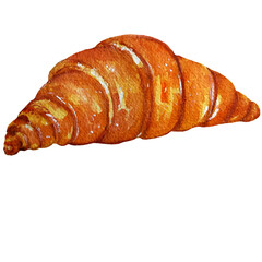  Watercolor painting of croissant bread