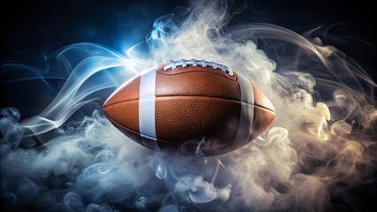American Football in Dramatic Smoky Atmosphere A Gridiron Showdown Ready to Begin