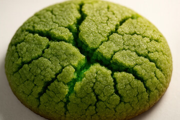 Obraz premium Handcrafted Green Tea Cookie with Cracked Surface Revealing Vibrant Matcha Interior