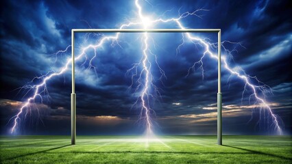 Electric Storm Over Field Goal Posts A Dramatic Display of Nature's Power