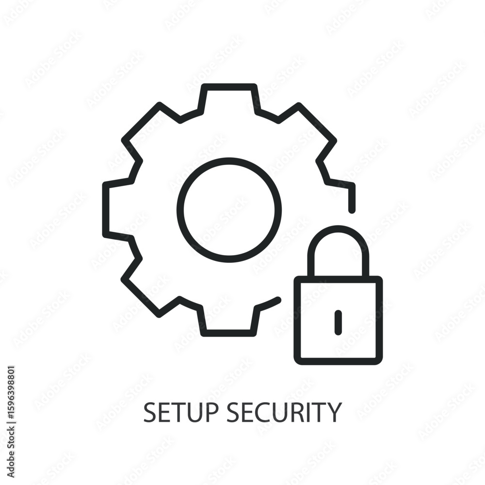 Poster setup security thin line vector icons.