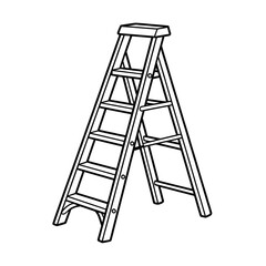 A black and white step ladder illustration vector style coloring page