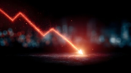 Dramatic graph depicting economic crisis decline with a falling arrow