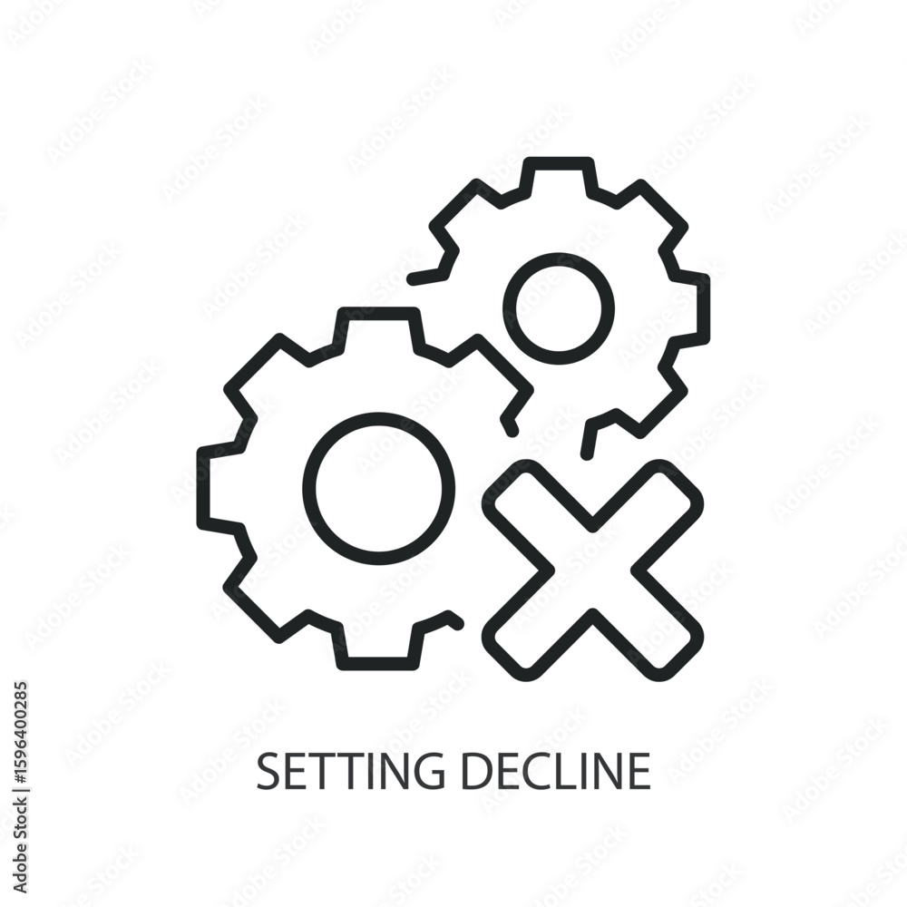 Poster setting decline thin line vector icons.