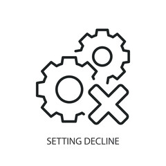 Setting decline thin line vector icons.