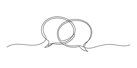 Obraz premium Overlapping Speech Bubbles Continuous Line Drawing Communication Concept Vector Illustration