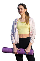 A young slim athletic girl in sportswear performs a set of exercises. Fitness and healthy lifestyle...