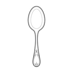 A black and white spoon illustration vector style coloring page 