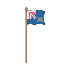 Fototapeta premium Historical Flag Illustration on Pole Depicting British Overseas Territory Emblem Design