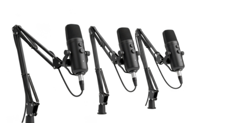 Array of adjustable studio microphone setups