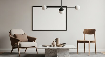 Fototapeta premium Modern living room with minimalist chairs and decor