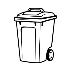 A black and white dustbin illustration vector style coloring page 