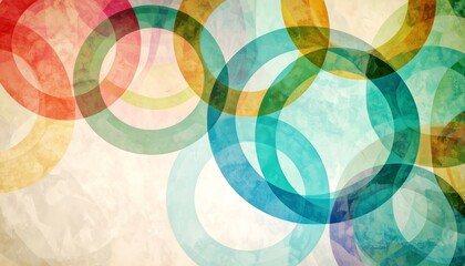 Abstract illustration of vibrant overlapping circles in a vintage background