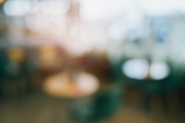 Blurred Interior of a Cozy Restaurant with Soft Lighting