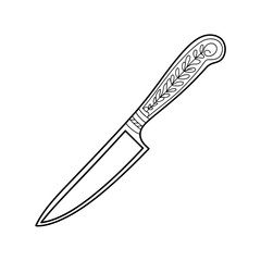 A black and white knife illustration vector style coloring page