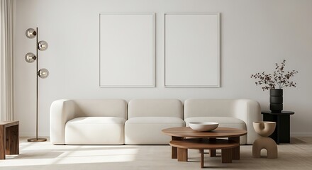 Modern Living Room with Neutral Sofa and Minimalist Decor