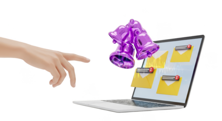 Hand triggers laptop inbox chimes