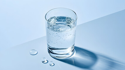 Water in glass with water droplets