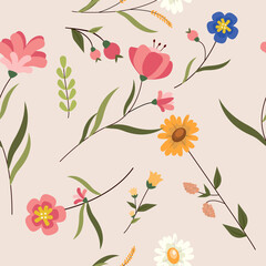 Seamless Botanical Pattern  Vector Art, Floral and Graphics