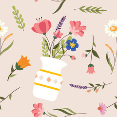 Seamless Botanical Pattern  Vector Art, Floral and Graphics