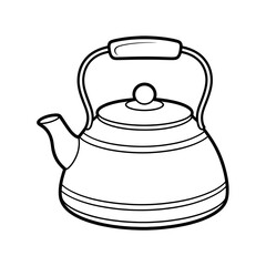 A black and white kettle illustration vector style coloring page 