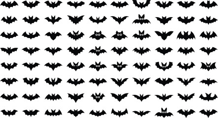 Halloween bats pattern vector background spooky october night silhouette scary animal flying mammal design. Editable vector illustration.