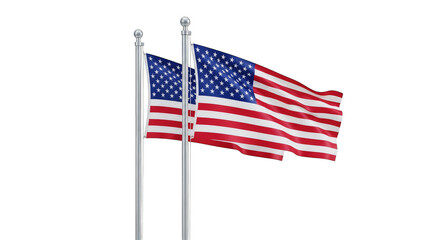 Stars stripes and silver poles flutter