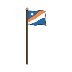Marshall Islands Flag Waving on Flagpole Against White Background