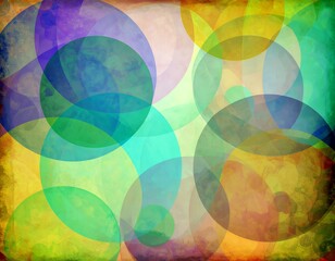Obraz premium Abstract illustration of vibrant overlapping circles in a vintage background
