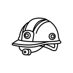 Fototapeta premium Internet of Things (IoT) helmet icon in black line art style