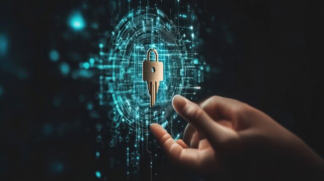 Hand touching digital key