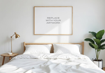 Frame Interior Canvas Wall Art Poster Room Mockup Template Blank Paper Texture