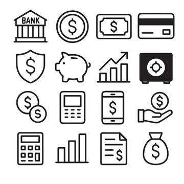 Outline Finance Icons Budget & Money Tools