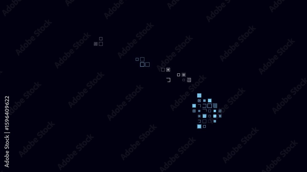 Poster hawaii dotted animation. shape of the state build of pulsating colored dots. large size square block