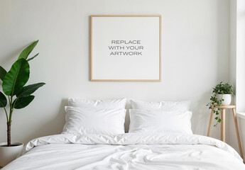 Frame Interior Canvas Wall Art Poster Room Mockup Template Blank Paper Texture