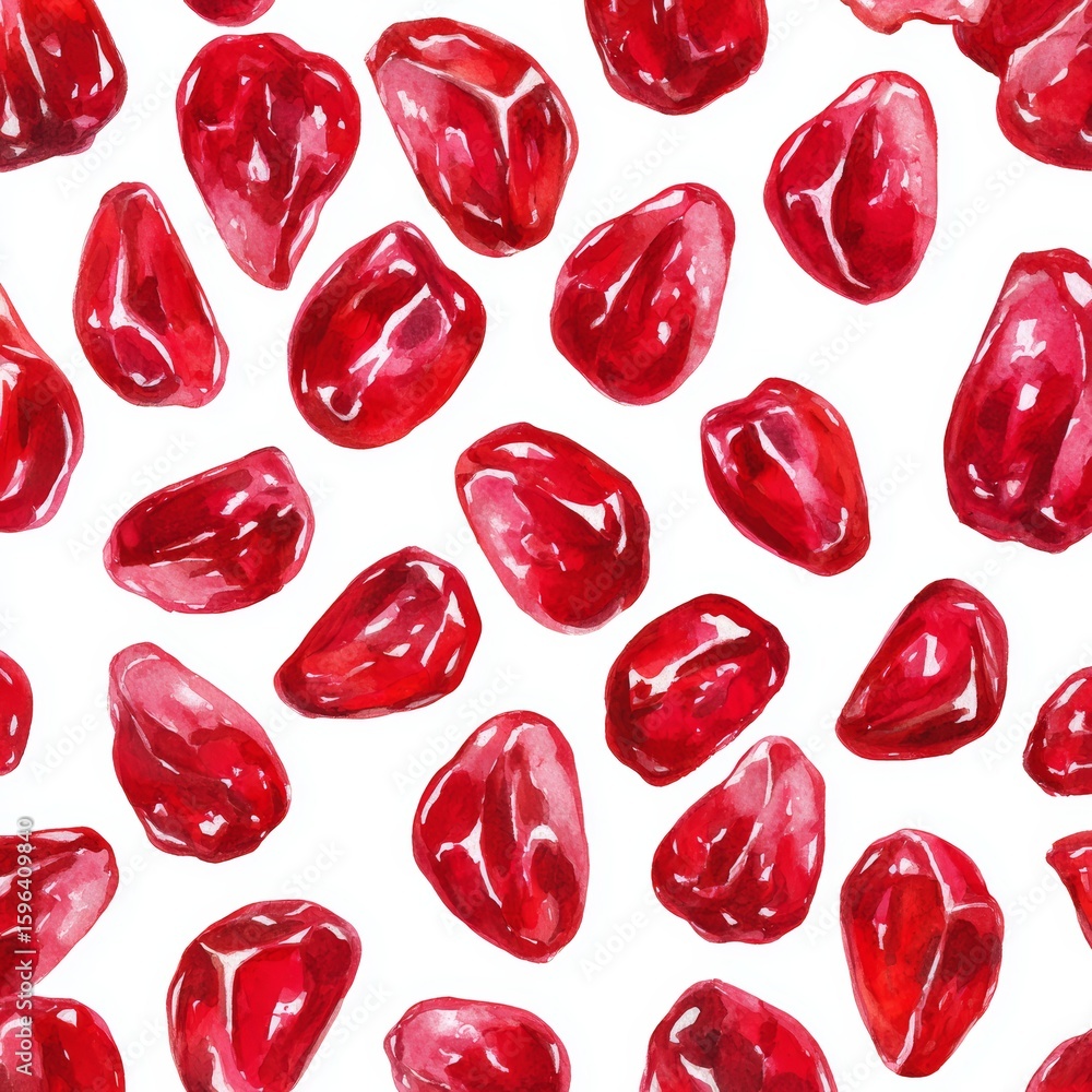 Poster vibrant red pomegranate seeds scattered creating a delightful pattern