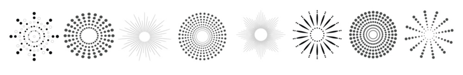 vintage style image light rays burst collection trendy hand drawn retro sunburst bur