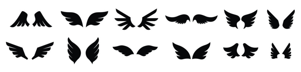 Set wing icons design element poster emblem sign logo label vector illustration