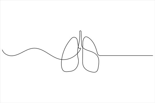 Continuous one line drawing of lungs medical anatomical organ isolated on white background